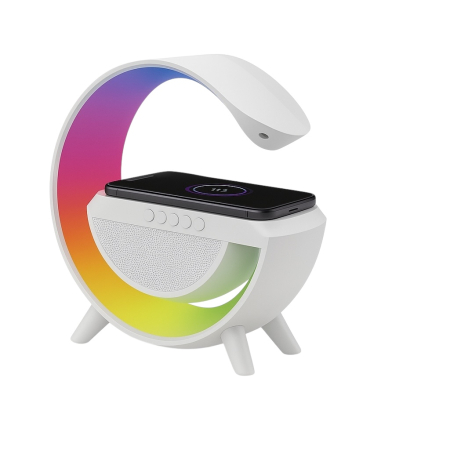 Incarcatoare telefon Engros - Boxa Bluetooth cu Incarcare Wireless si Lumina LED RGB, Stand Telefon, Model BT-2301