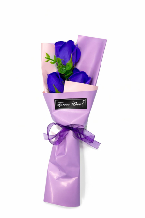 Aranjamente florale - Buchet 3 trandafiri de sapun, decorativi, 30 cm