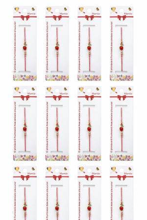 Set 12 bratari martisor cu lalea rosie, snur rosu alb, ambalate individual [4]