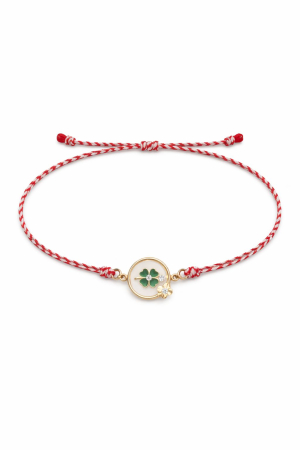 Set 12 bratari martisor cu trifoi norocos si snur rosu alb, ambalate individual [1]