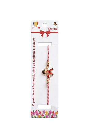 Martisoare - Set 12 bratari martisor cosar norocos, snur reglabil alb-rosu