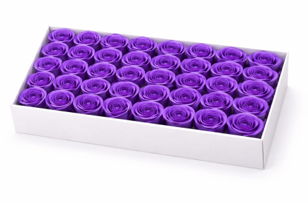 Set 50 Trandafiri de Sapun Parfumati in Cutie Eleganta Cadou 44x23 cm Mov Intens [1]