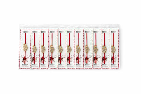 Set 24 bratari martisor cu snur rosu elastic, elefant auriu cu strasuri [2]