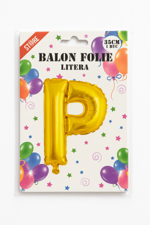 Balon folie litera P auriu, 35 cm, decor aniversar si petreceri, 1 buc [1]