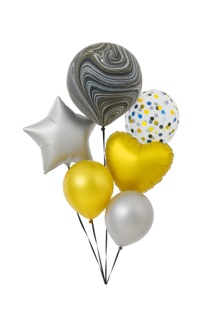 Articole pentru Casa Engros - Set baloane latex La Multi Ani, 6 buc, 30 cm, model negru cu imprimeu colorat