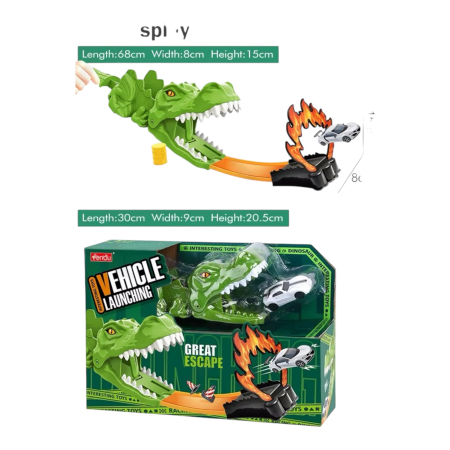 Lansator Masinute Dinozaur – 30x20 cm, Joc cu Dinozauri si Circuit, Great Escape [1]