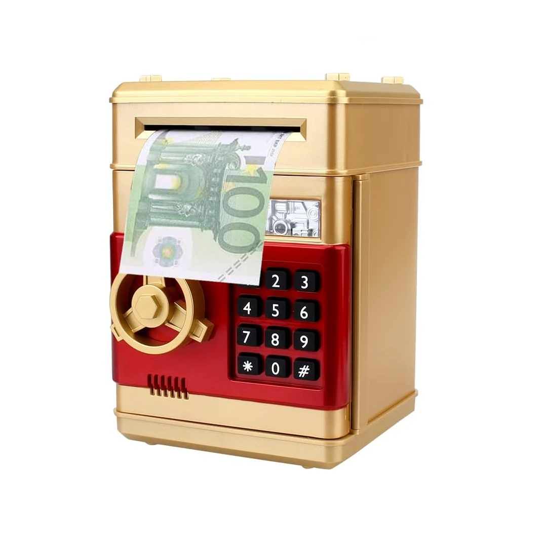 Jucarii interactive - Seif interactiv pentru copii cu parola – pusculita electronica aurie