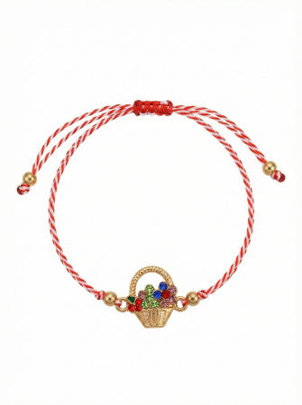 Set 12 Bratari Martisor Cosulet cu Flori si Buburuza, Auriu, Design Premium [1]