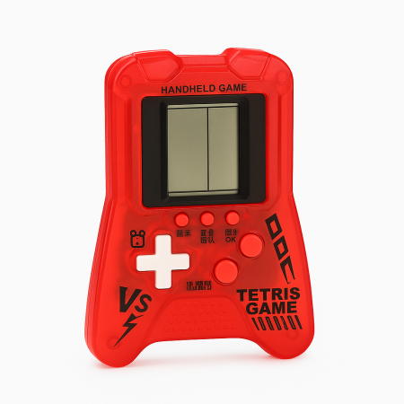 Jucarii educative si de indemanare - Mini Consola Jocuri Puzzle Rosie, Jocuri Clasice Tip Tetris, Portabila pentru Copii