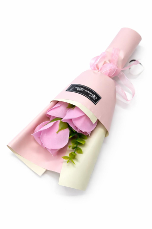 Buchet 3 trandafiri de sapun  decorativi, 30 cm [2]