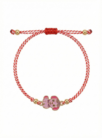 Set 12 bratari martisor cu catelus dragut pe snur rosu, simbol prietenie si noroc, 20x11cm [1]