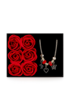 Set Cadou Luxury cu 6 Trandafiri din Sapun si Bratara Surprise + PUNGA Love Forever [1]