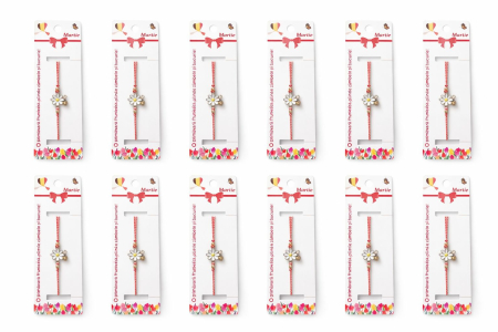 Set 12 bratari martisor cu simbol margareta si snur rosu alb, ambalate individual [4]