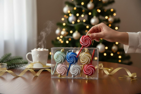 Set Globuri Craciun Acadea Multicolore 6 buc Ornament Brad Candy, 17.5x12cm [2]