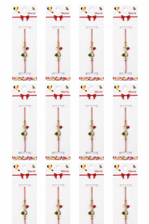 Set 12 bratari martisor cu simbol infinit, trifoi si buburuza, snur rosu alb [4]