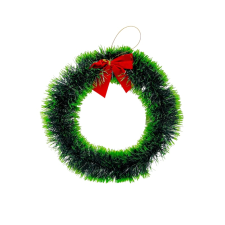 Articole pentru Casa Engros - Coronita de Craciun artificiala 30 cm cu funda rosie decorativa