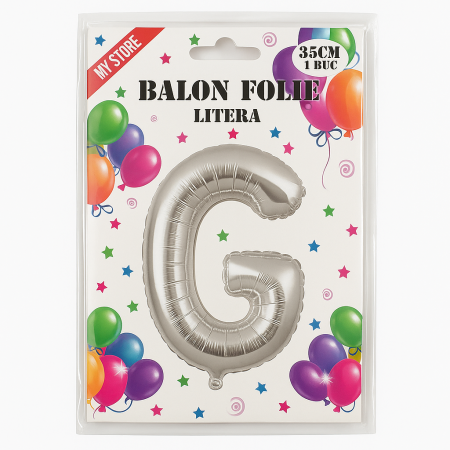 Balon folie litera G argintiu 35 cm, decor aniversari si petreceri, 1 buc [1]