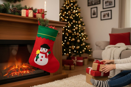 Soseta Mos Nicolae modele mixte rosu verde – om de zapada, mos craciun, brad [8]