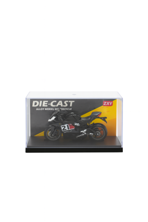 Motocicleta Metalica Die-Cast – Model Sport Racing Negru, Nr. 21, 19x9 cm, cu Vitrina Transparenta [1]
