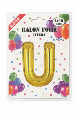 Balon folie litera U auriu, 35 cm, pentru aniversari si decor, 1 buc [1]
