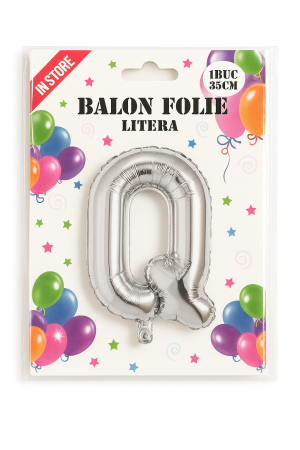 Balon folie litera Q argintiu, 35 cm, decor petreceri si aniversari, 1 buc [1]