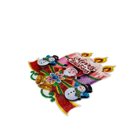 Sticker decorativ Craciun lumanari 3D cu Mos Craciun si oameni de zapada 23x22 cm [1]