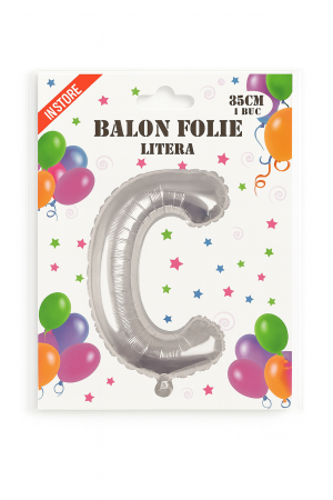 Balon folie litera C argintiu, 35 cm, decor aniversari si petreceri, 1 buc [1]
