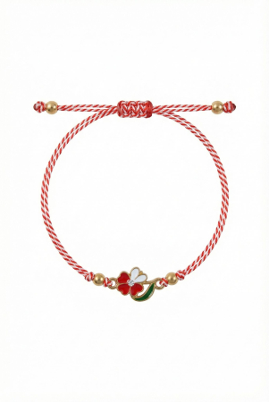 Set 12 Bratari Martisor cu Trifoi Auriu cu Stras, Snur Rosu Reglabil, 20x11 cm [1]