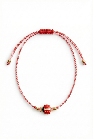 Set 12 bratari martisor cu buburuza rosie, snur reglabil rosu-alb [1]