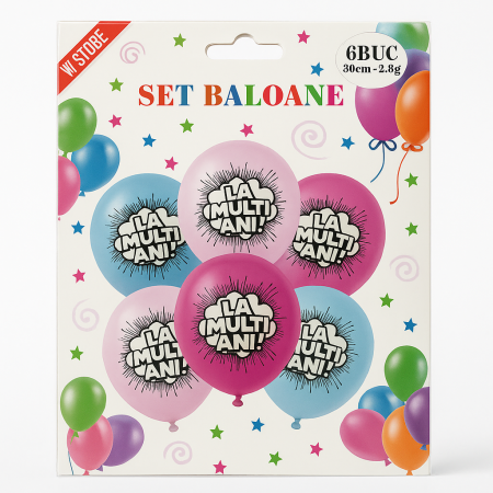 Set baloane latex LA MULTI ANI pastel 30cm, 6 buc – model comic [1]