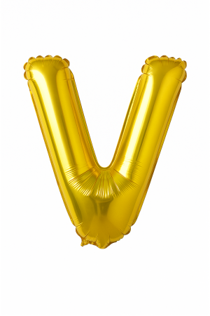 Accesorii pentru petrecere Engros - Balon folie litera V auriu, 35 cm, pentru aniversari si decor, 1 buc
