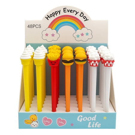 Set 48 Pixuri Funny Food – Inghetata, Cartofi, Burger si Pahar, Display Colorat [1]