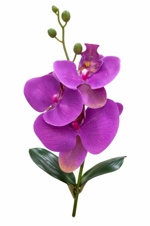 Orhidee artificiala mov delicat cu 3 flori si boboci, frunze decorative 37 cm [1]