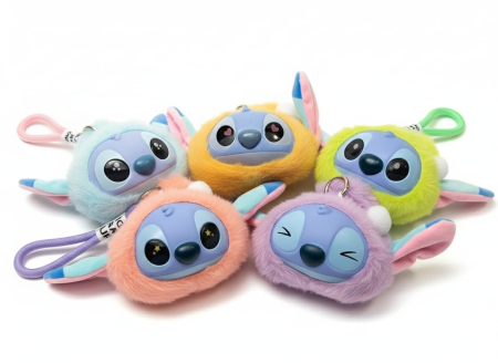 Breloc portofel  plus figurina adorabila – model pufos colorat [1]