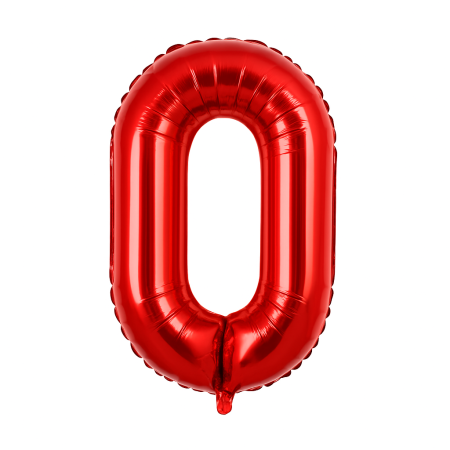 Accesorii pentru petrecere Engros - Balon folie cifra 0 rosu, 35 cm, pentru aniversari si petreceri, 1 buc