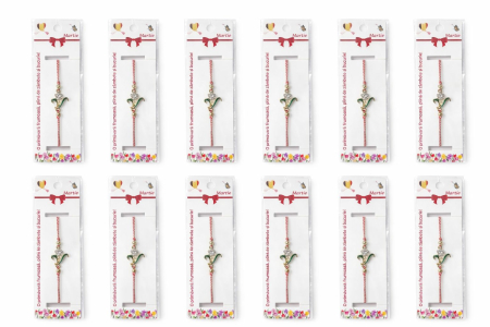 Set 12 bratari martisor cu floare metalica si petale din strasuri, snur reglabil [4]