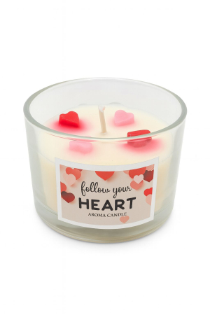 LUMANARE PARFUMATA FOLLOW YOUR HEART IN PAHAR DIN STICLA  CUTIE ASORTATA, 7.5x7.5x5.5cm [1]