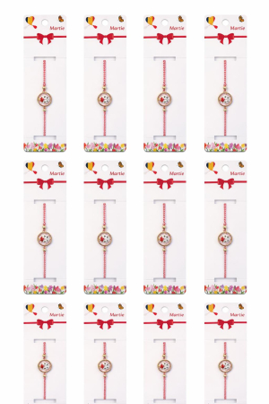 Set 12 bratari martisor cu buburuza rotunda, snur rosu alb, ambalate individual [4]
