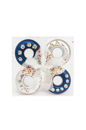 Set Globuri Craciun Tip Donut Diverse Culori cu Sclipici 4 buc, 13.5x13.5cm [6]