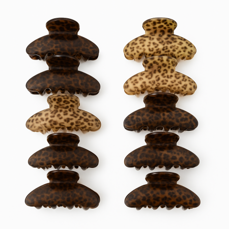 Accesorii pentru par Engros - Set 12 Cleme Par 10cm Animal Print Leopard – Accesorii Rezistente si Moderne