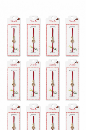 Set 24 Bratari Martisor Cheia Succesului Aurie cu Strasuri, Snur Rosu, 12x3 cm [2]
