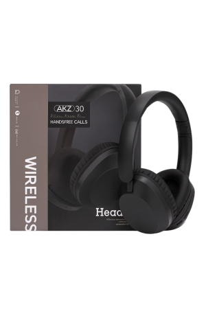 Casti Engros - Casti Wireless AKZ 30 Over-Ear, Sunet HD, Bass Puternic, Handsfree Calls, Negru
