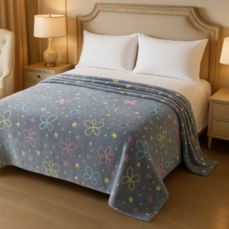 Paturi cocolino Engros - Patura Cocolino 200x230 cm, 1 KG – Model Fluturi si Stelute, Pufoasa si Calduroasa