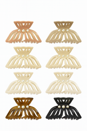 Accesorii pentru par Engros - Set 12 clame par 10CM cu perle, model elegant fluture, prindere puternica