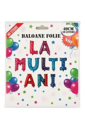 Set baloane folie LA MULTI ANI 40cm, 10 litere – model colorat cu stelute [1]