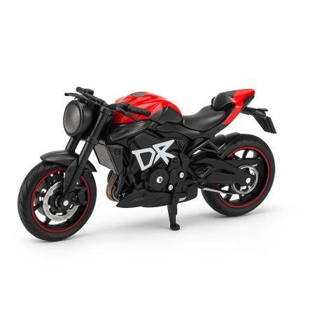 Machete si jucarii de metal - Motocicleta Metalica Die-Cast – Model Sport Rosu-Negru, 19x9 cm, cu Vitrina Transparenta