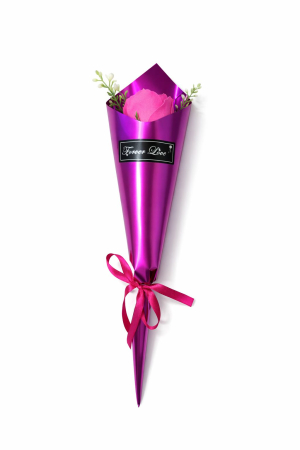 Buchet cu 1 trandafir de sapun fucsia, 33 cm, decor floral elegant [2]