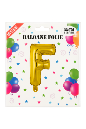 Balon folie litera F auriu 35 cm, decor aniversari si petreceri, 1 buc [1]