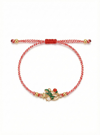 Set 12 Bratari Martisor Cosulet cu Flori si Buburuza, Snur Reglabil, 20x11 cm [1]