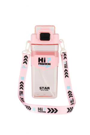 Sticla HiP Fashion 650ml Roz – Model Star cu Bretea Lunga si Capac cu Sistem de Siguranta [1]